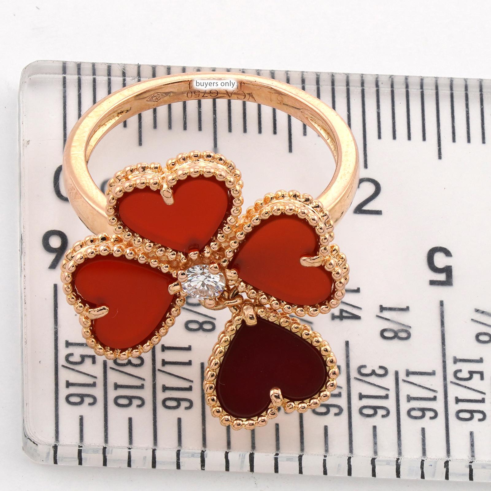 VAN CLEEF & ARPELS Anello Sweet Hearts con corniola e diamante in oro rosa 18k in vendita 3