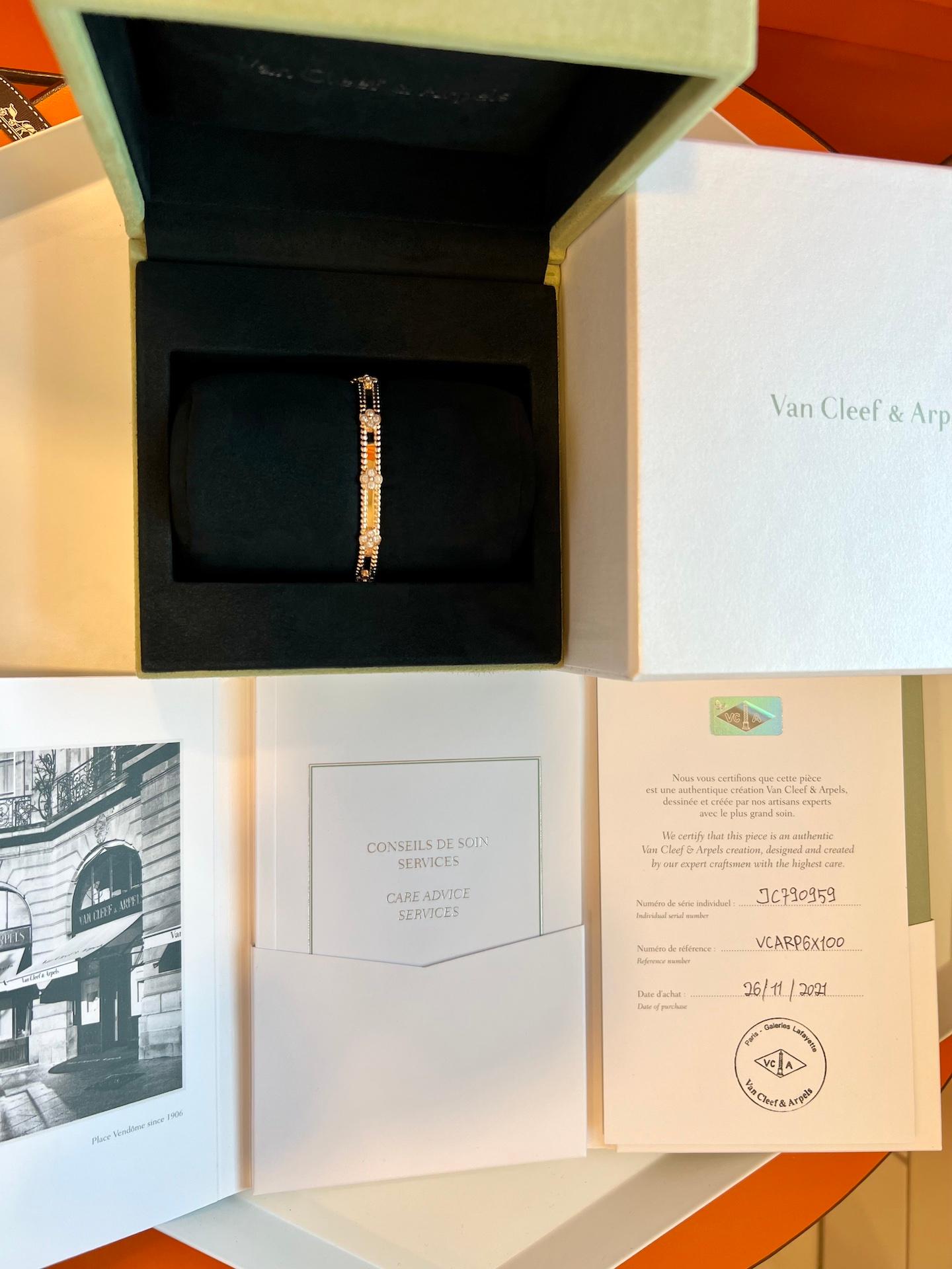 Van Cleef Arpels Sweet Perlée Clovers Diamond Bracelet, Size S, Rose Gold 1