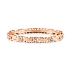 Van Cleef Arpels Sweet Perlée Clovers Diamond Bracelet, Size S, Rose Gold