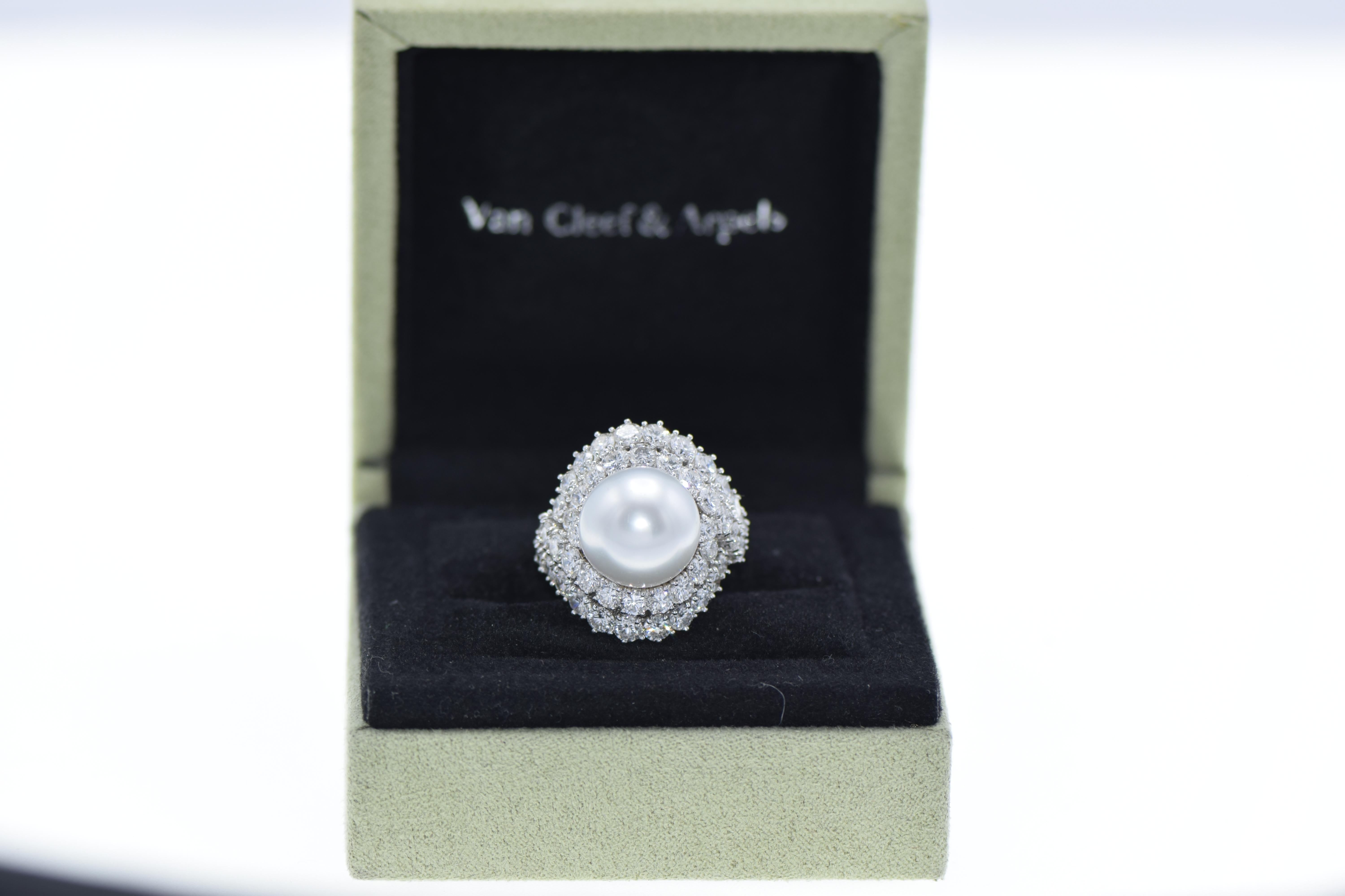 Artist Van Cleef & Arpels Tahitian Pearl and Diamond Ring