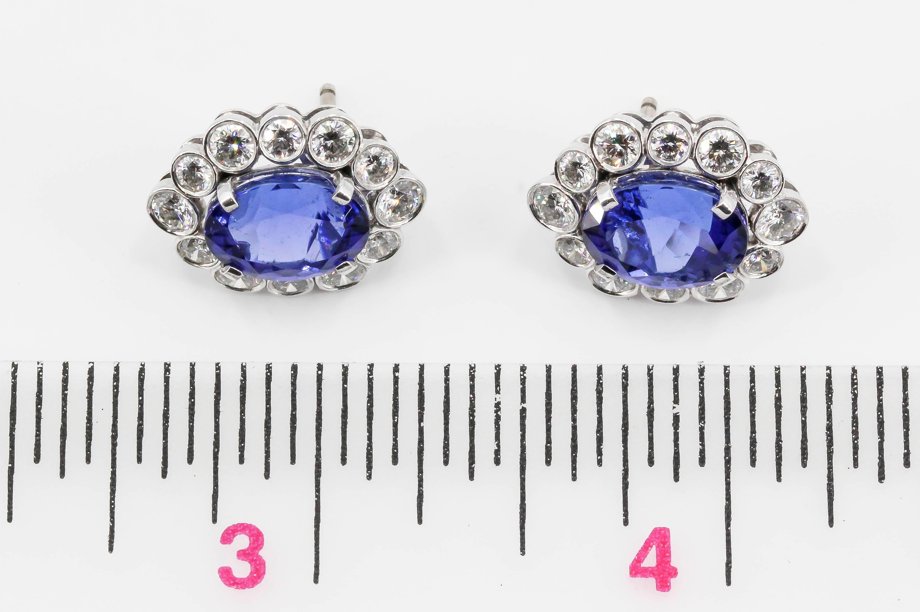 Van Cleef & Arpels Tanzanite Diamond Platinum Cluster Earrings 1