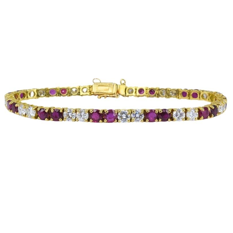 Van Cleef & Arpels Tennis-Armband 18k Gold Rubin Diamant Vintage Estate Jewelry im Angebot 5