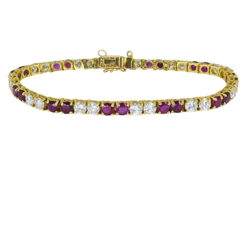 Van Cleef & Arpels Tennis-Armband 18k Gold Rubin Diamant Vintage Estate Jewelry im Angebot 6