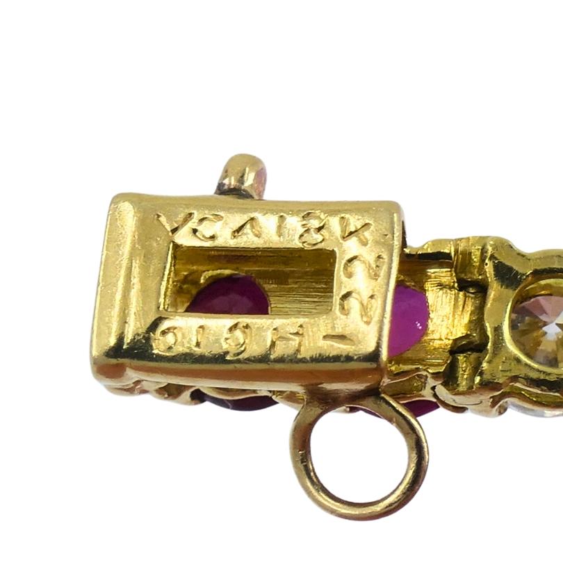 Van Cleef & Arpels Tennis-Armband 18k Gold Rubin Diamant Vintage Estate Jewelry (Rundschliff) im Angebot