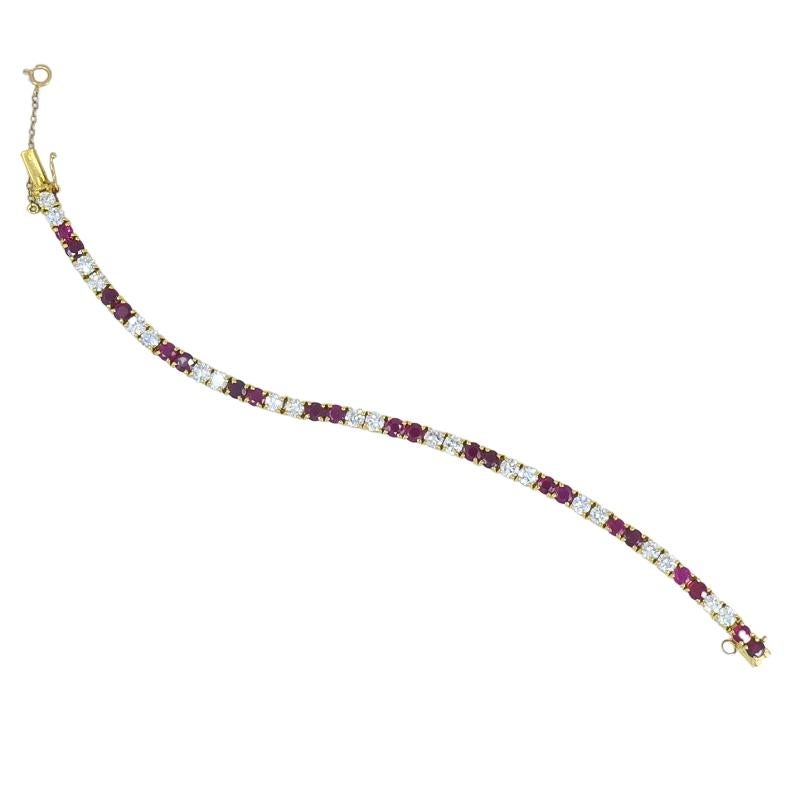 Van Cleef & Arpels Tennis-Armband 18k Gold Rubin Diamant Vintage Estate Jewelry im Zustand „Gut“ im Angebot in Beverly Hills, CA
