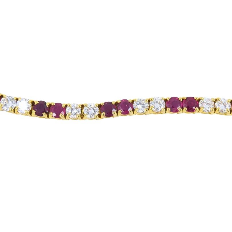 Van Cleef & Arpels Tennis-Armband 18k Gold Rubin Diamant Vintage Estate Jewelry für Damen oder Herren im Angebot