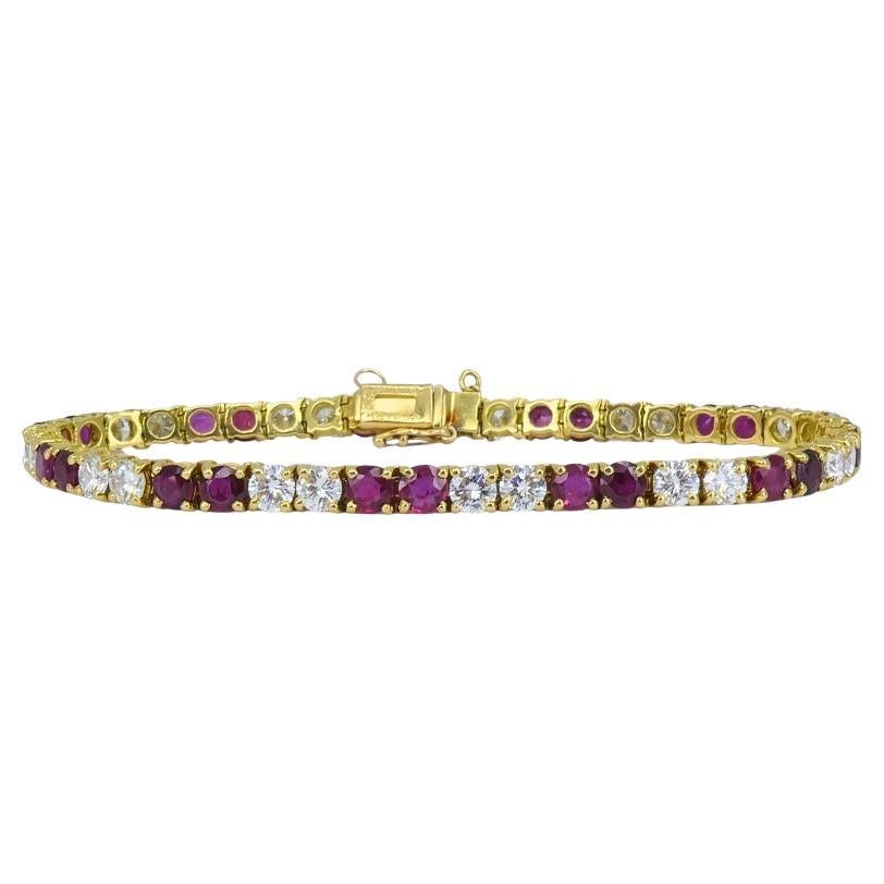 Van Cleef & Arpels Tennis-Armband 18k Gold Rubin Diamant Vintage Estate Jewelry im Angebot