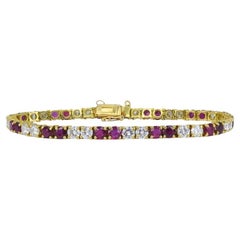 Van Cleef & Arpels Pulsera Tenis Oro 18k Rubí Diamante Vintage Estate Jewelry