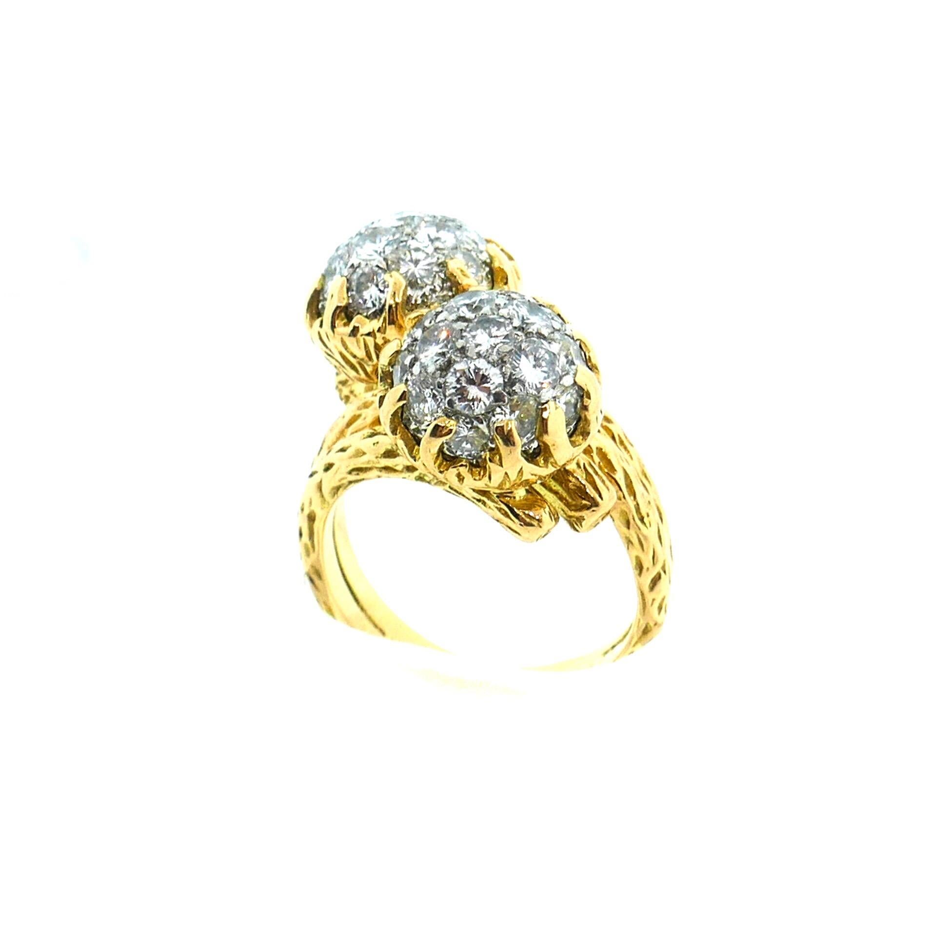 Women's Van Cleef & Arpels Textured Diamond Bypass Ring