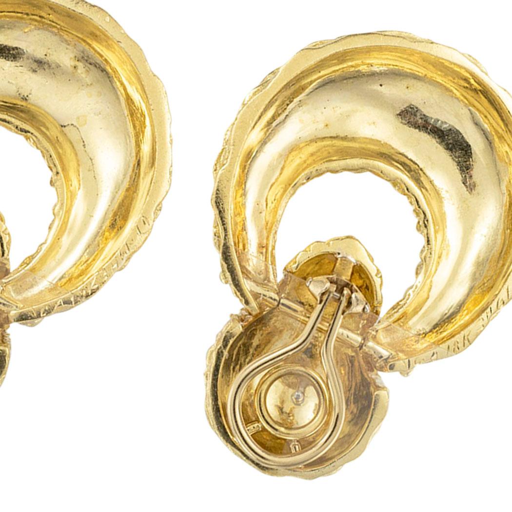 Van Cleef & Arpels Textured Yellow Gold Door Knocker Earrings 1