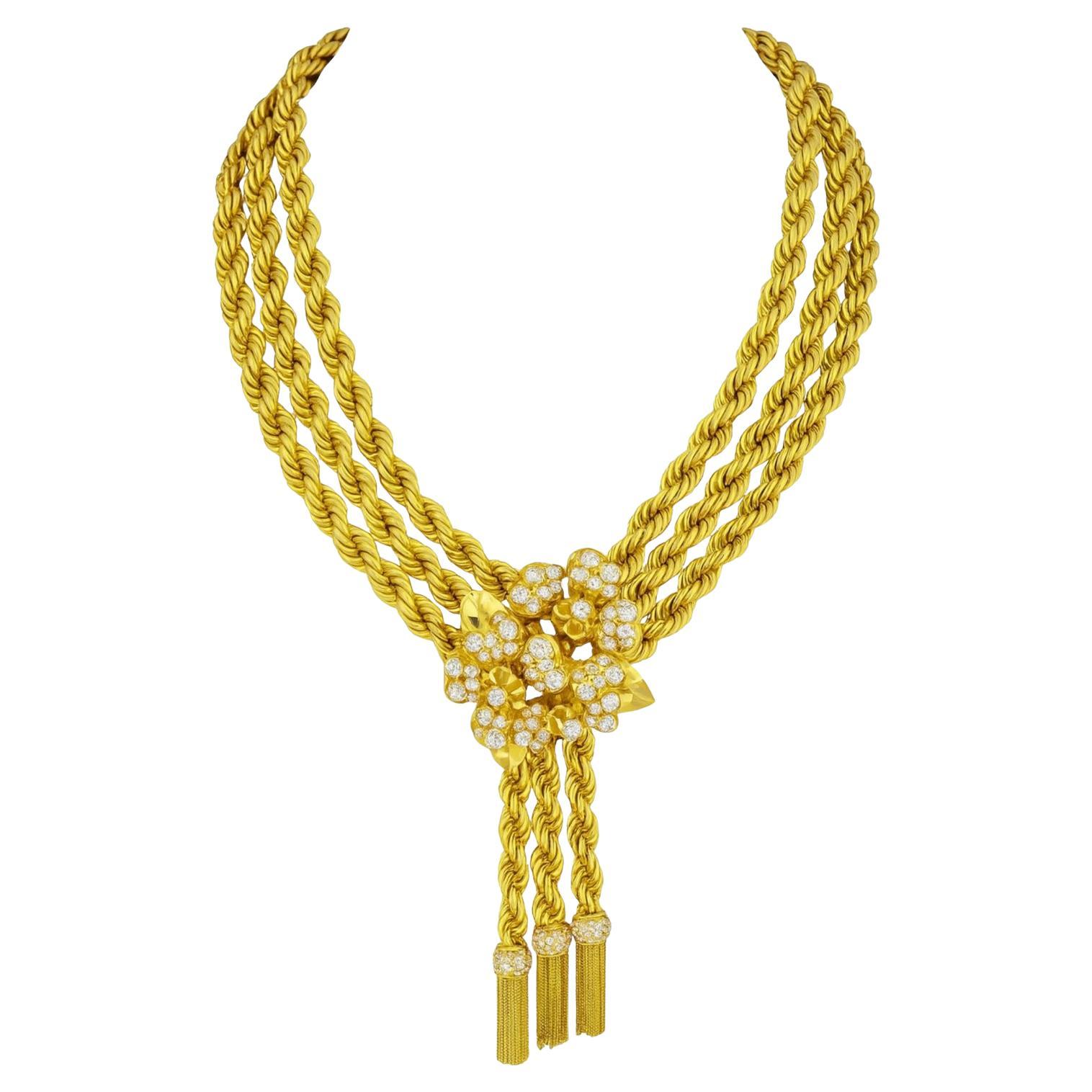 Van Cleef & Arpels "The Collection" Vintage Flower Diamond Necklace For Sale