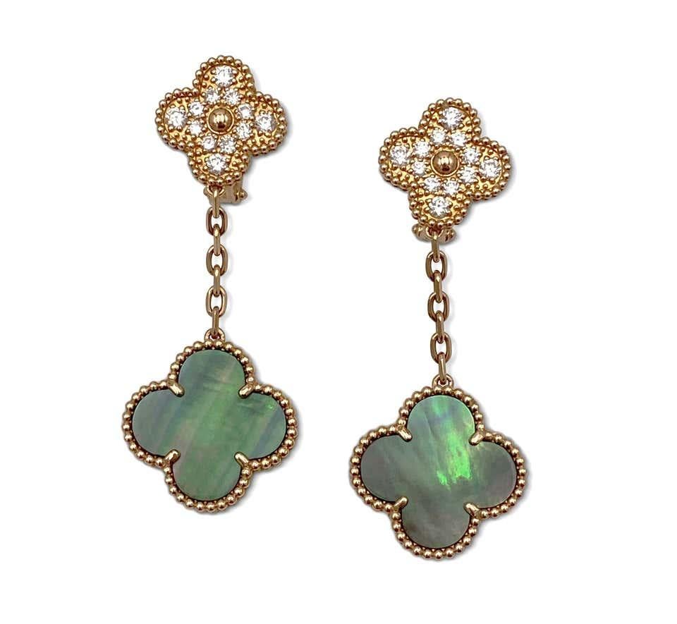  Created in 2006 by Van Cleef & Arpels, the Magic Alhambra® jewelry creations gather different-sized Alhambra motifs, coming together in a joyful dance. Inspired by the clover leaf, their asymmetric designs feature different associations of