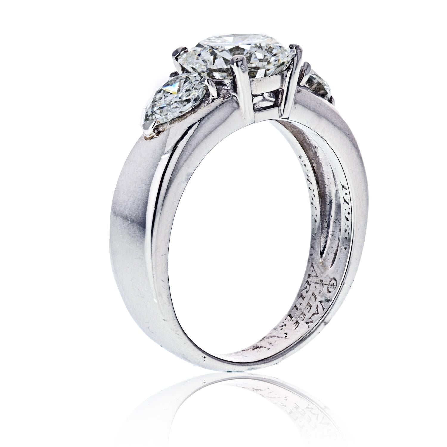Modern Van Cleef & Arpels Three-Stone 2.83 Carat F Flawless Diamond Engagement Ring