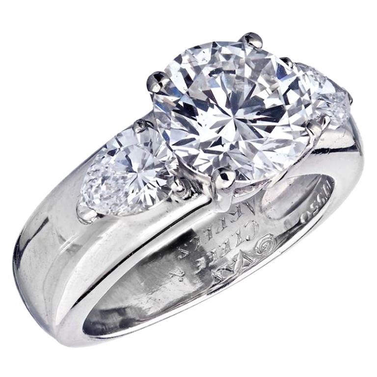 Van Cleef & Arpels Three-Stone 2.83 Carat F Flawless Diamond Engagement Ring
