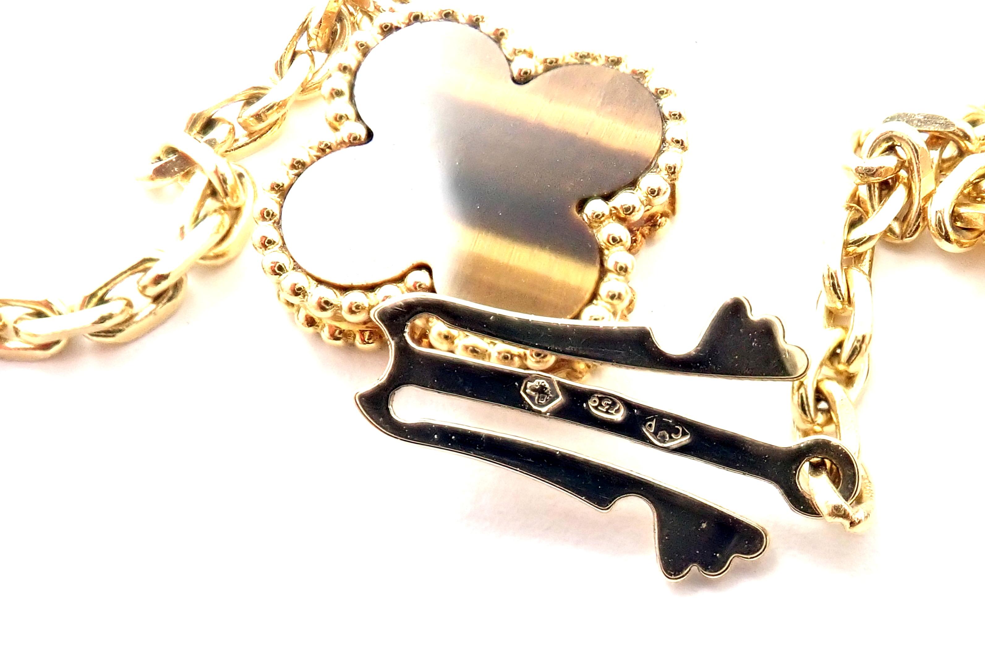 Women's or Men's Van Cleef & Arpels Tiger Eye Carnelian 16 Motif Magic Alhambra Gold Necklace