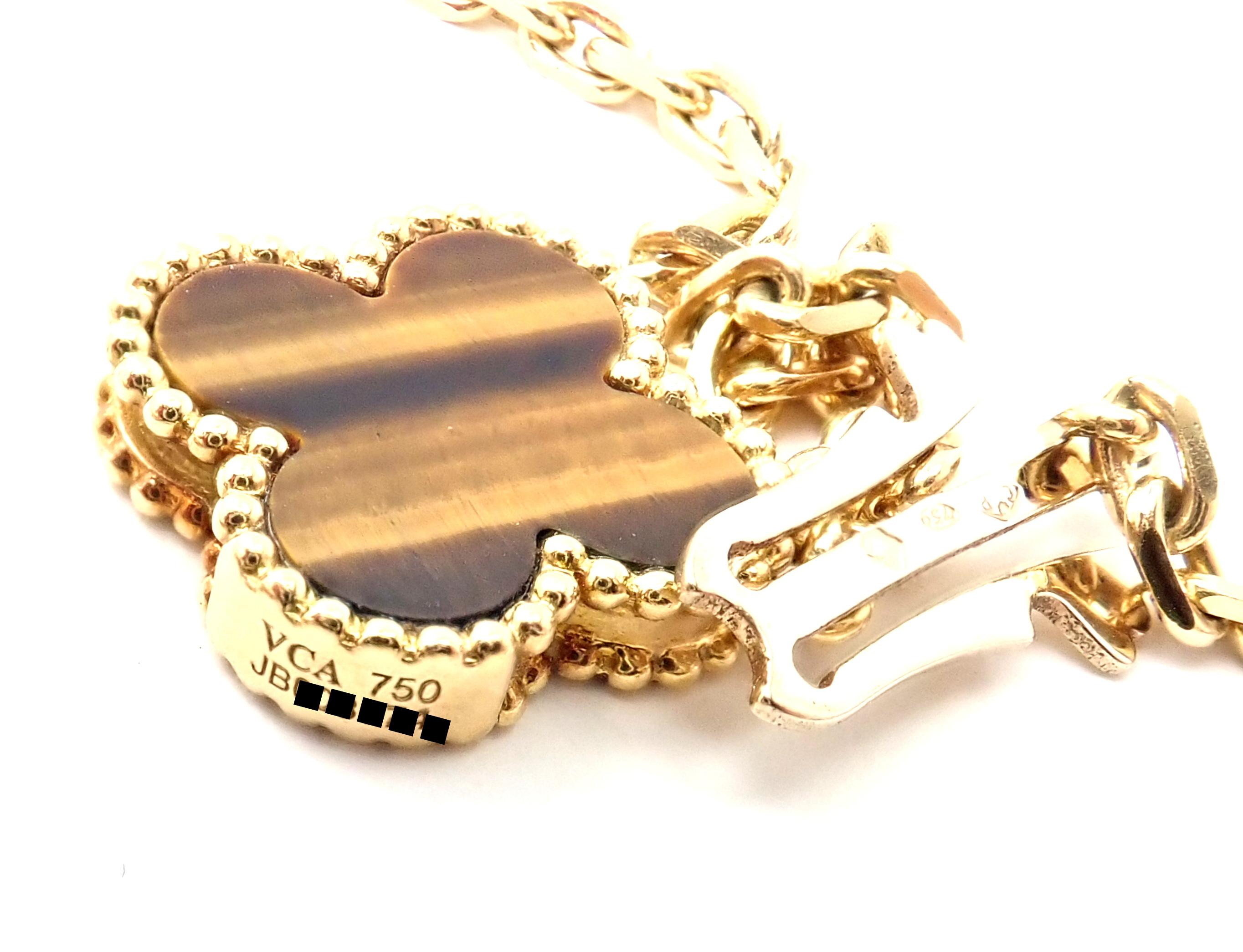 Van Cleef & Arpels Tiger Eye Carnelian 16 Motif Magic Alhambra Gold Necklace 1