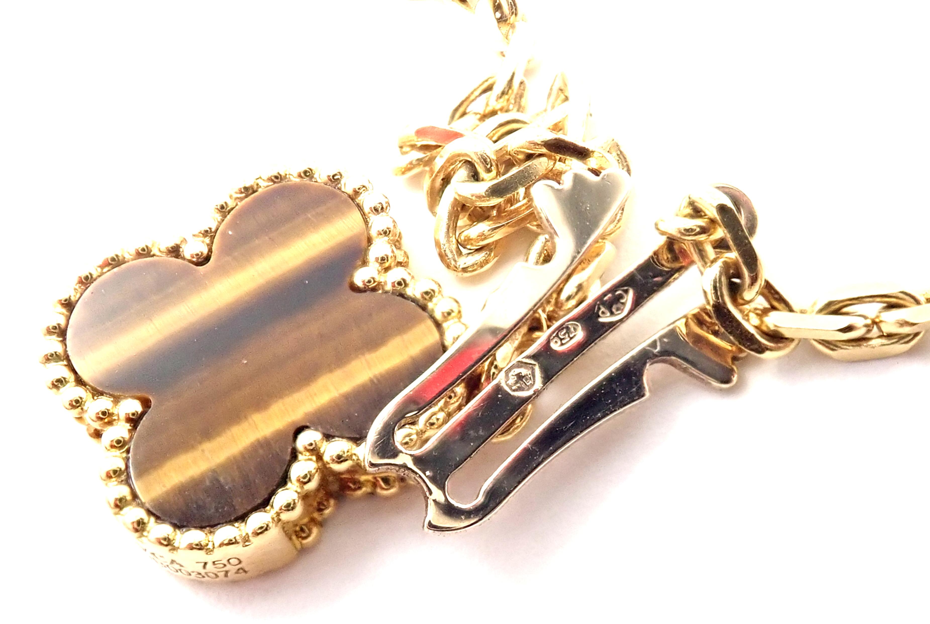 Van Cleef & Arpels Tiger Eye Carnelian 16 Motif Magic Alhambra Gold Necklace 2