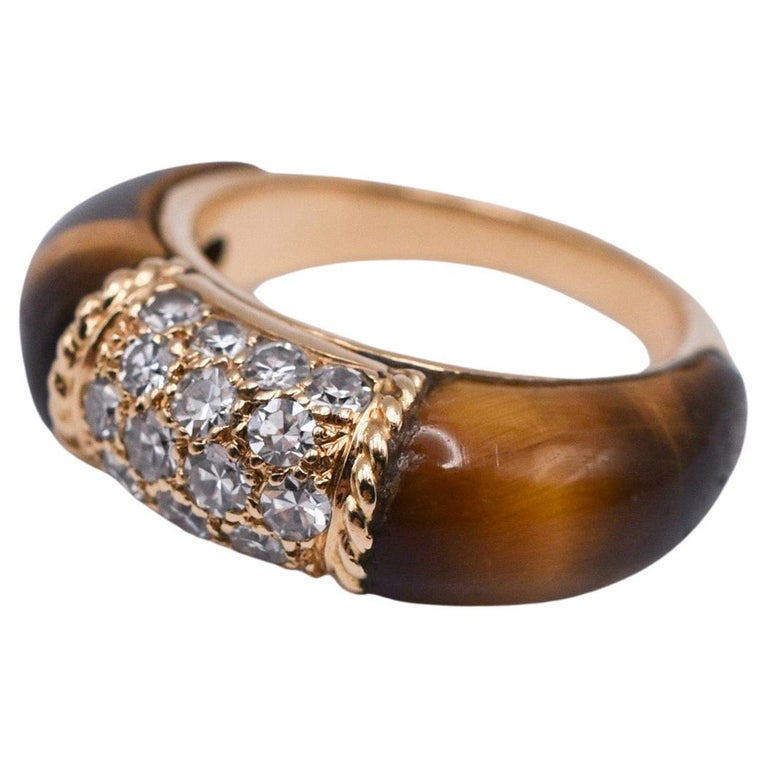 Van Cleef and Arpels Tiger's Eye and Diamond 'Philippine' Ring For Sale at  1stDibs | van cleef tiger eye, tiger eye vancleef, philippine ring size