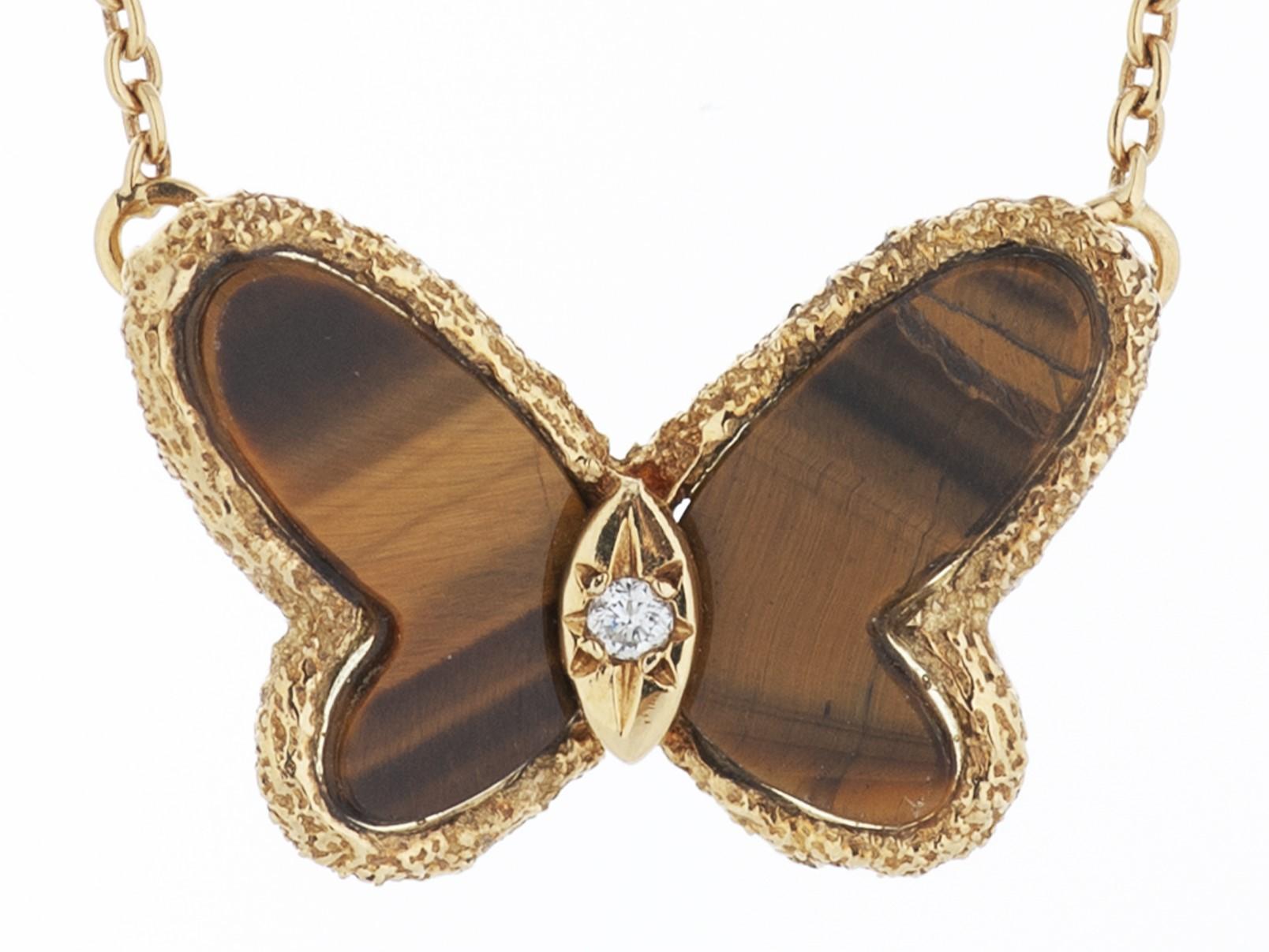 van cleef tiger eye butterfly necklace