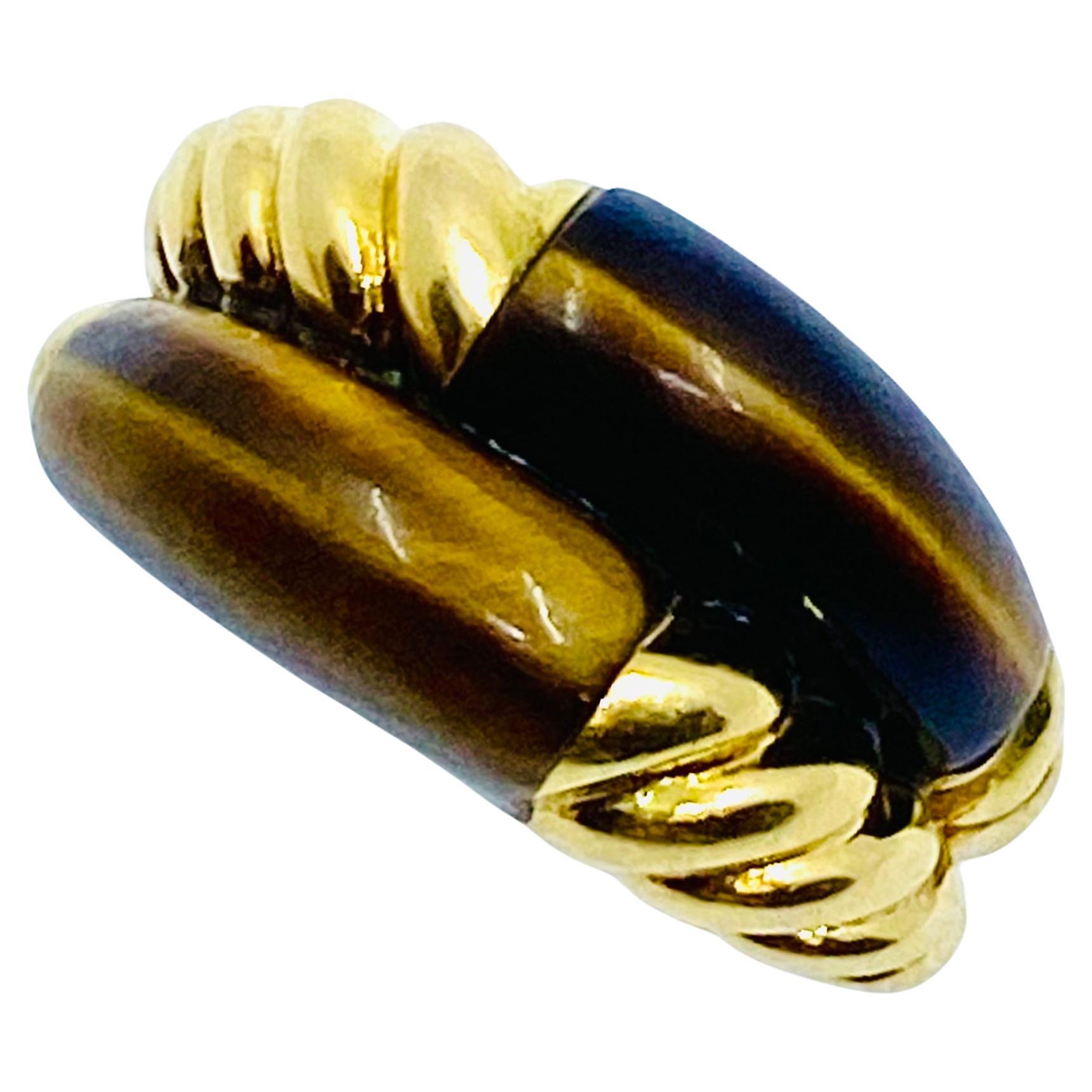 Van Cleef & Arpels Tigerauge Gold Vintage Ring im Angebot 2