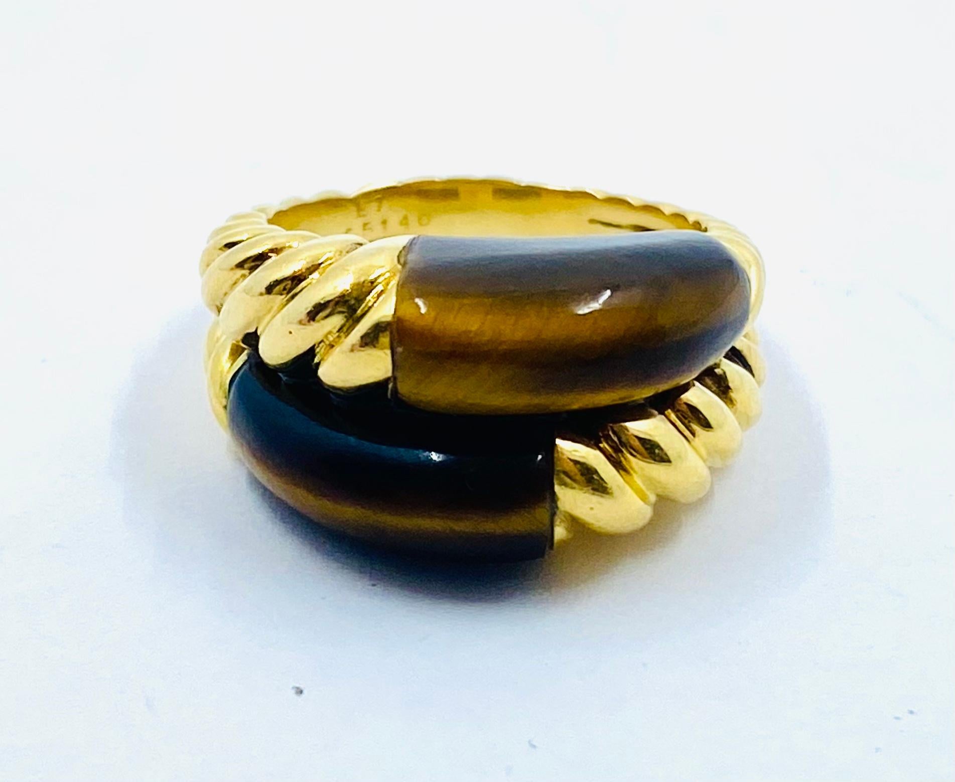 Van Cleef & Arpels Tigerauge Gold Vintage Ring im Angebot 4