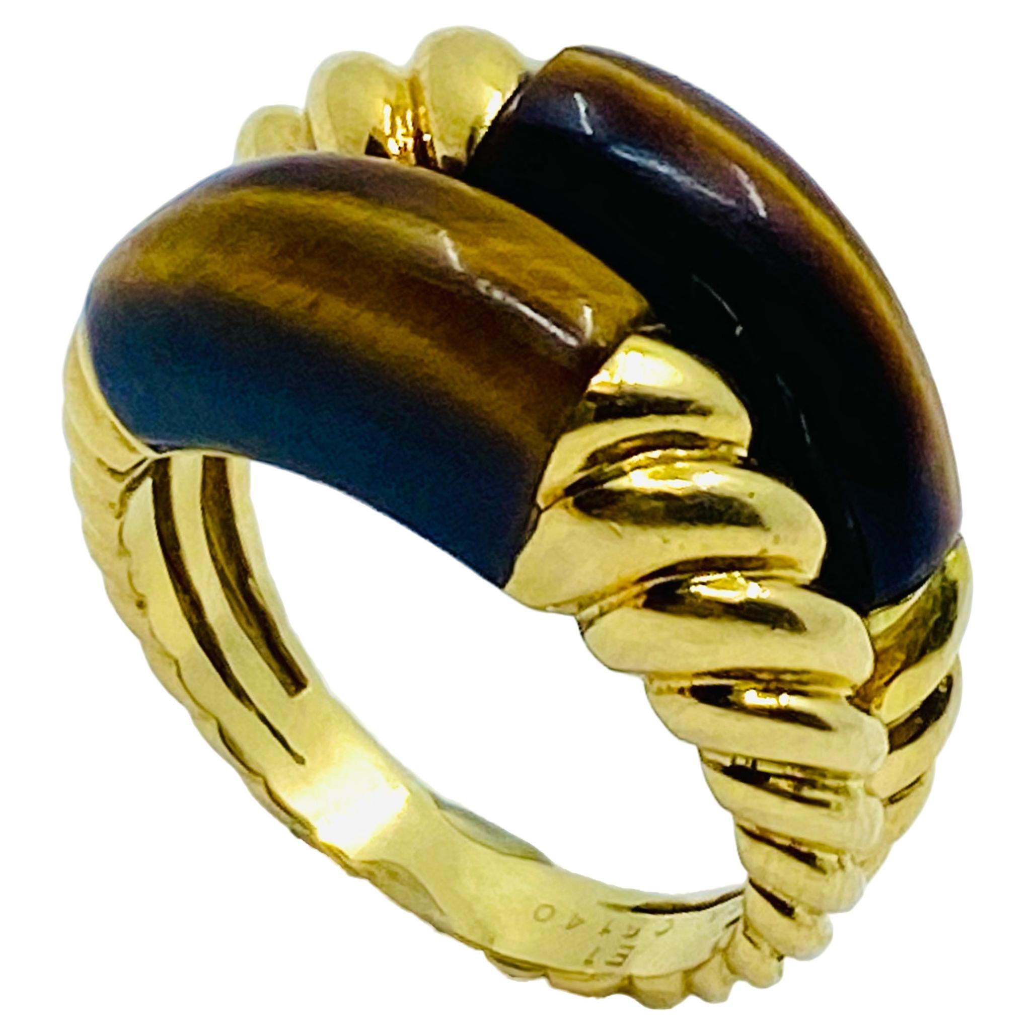 Van Cleef & Arpels Tigerauge Gold Vintage Ring im Angebot