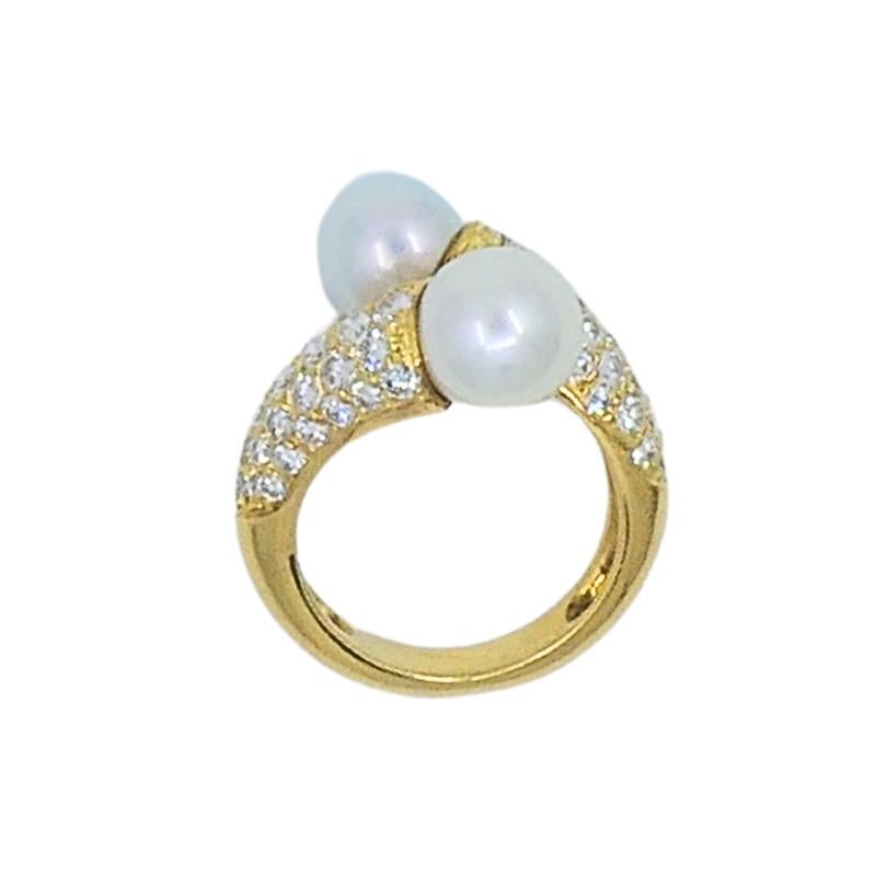Van Cleef & Arpels Toi Et Moi, anello in oro 18k con perle e diamanti in vendita 1