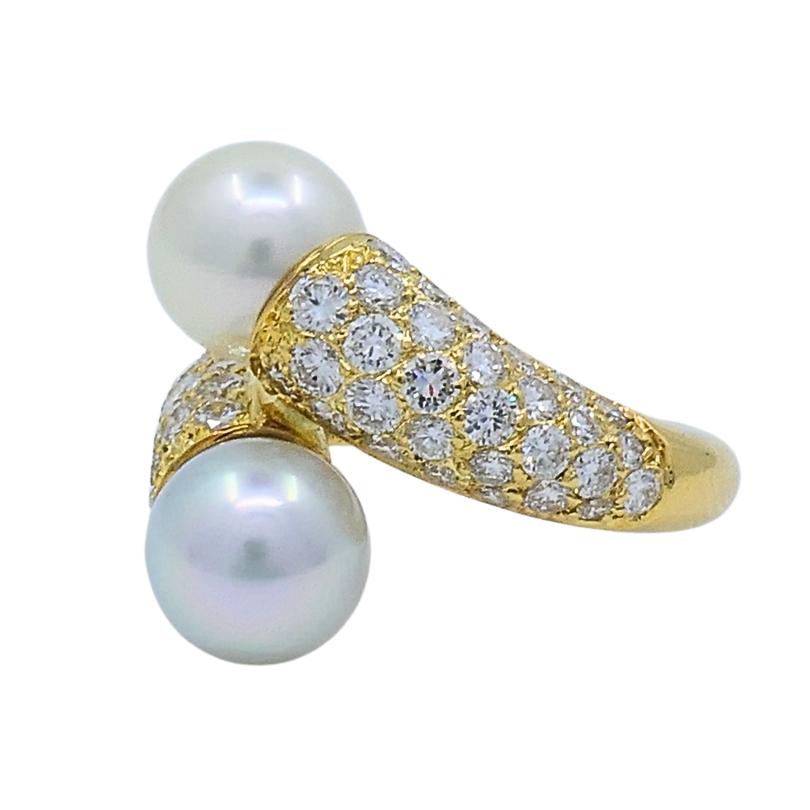 Van Cleef & Arpels Toi Et Moi, anello in oro 18k con perle e diamanti in vendita 2