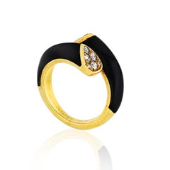 Van Cleef & Arpels Toi et Moi 18 Karat Yellow Gold Diamond, Black Onyx Ring