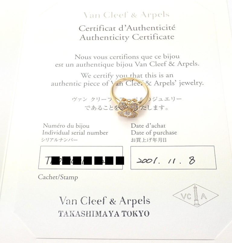 Van Cleef and Arpels Trefle Clover Diamond Yellow Gold Ring at