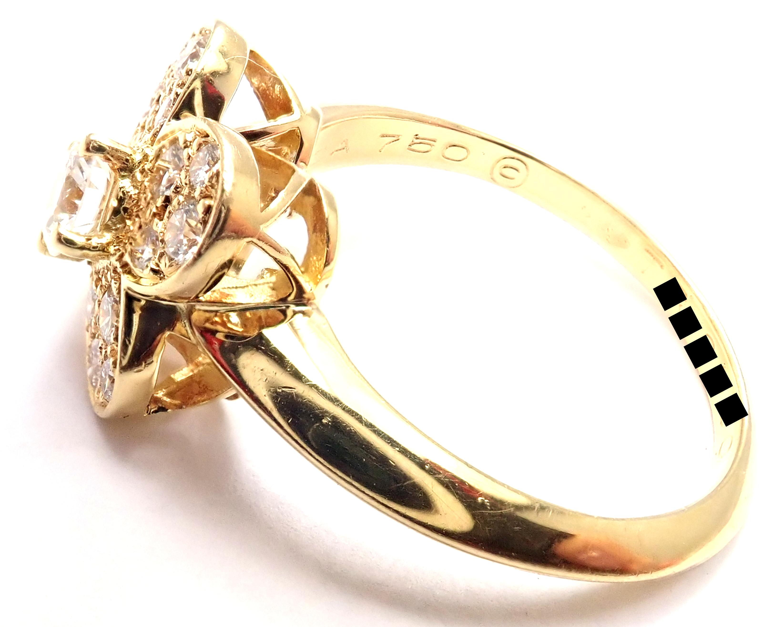 Women's or Men's Van Cleef & Arpels Trefle Clover Diamond Yellow Gold Ring For Sale