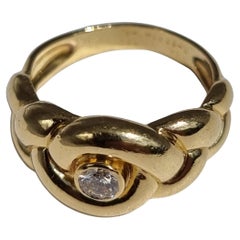 BAGUE DIAMANT OR JAUNE VAN CLEEF & ARPELS "TRESS" 90's