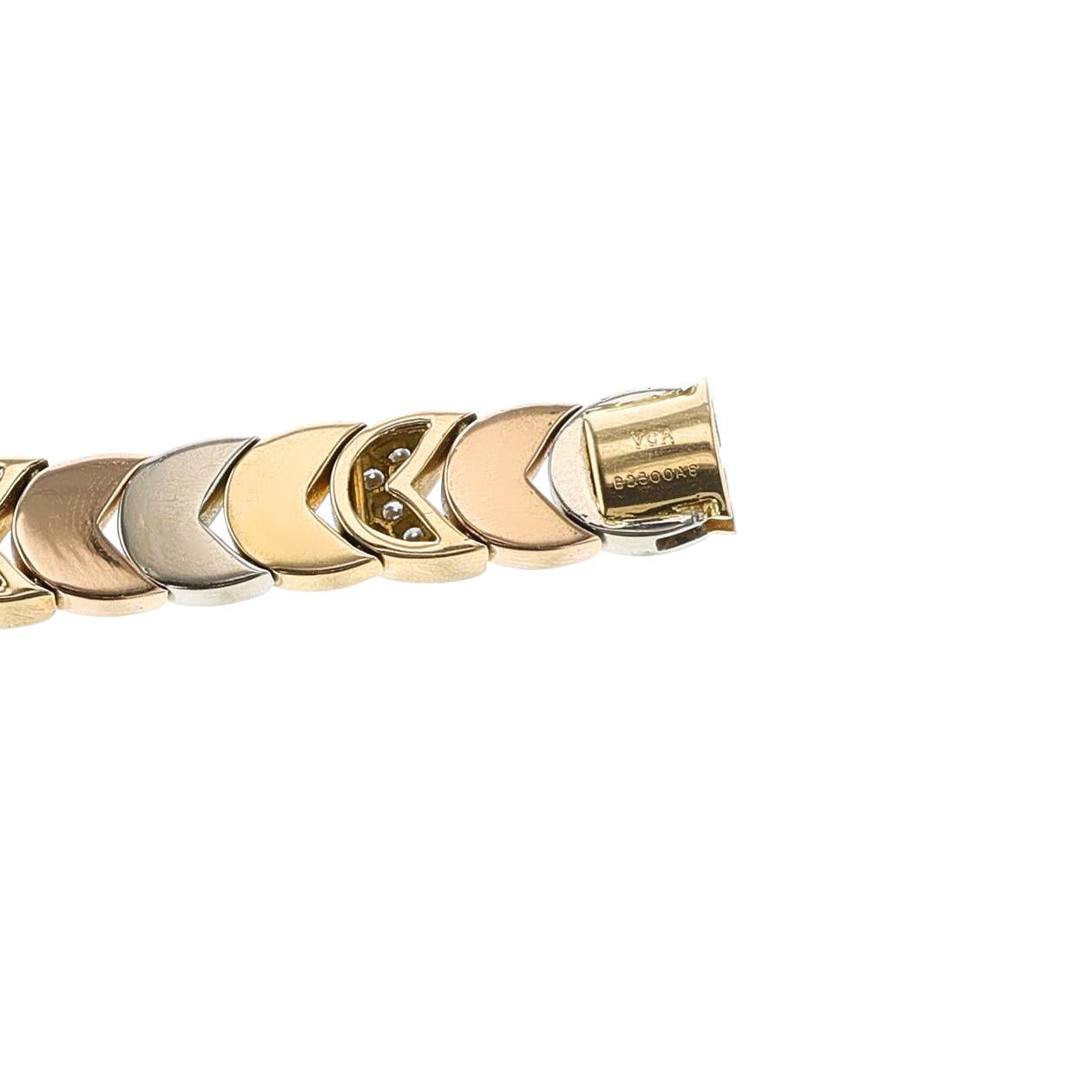 Van Cleef & Arpels Tri-Color Gold and Diamond Bracelet by Georges L'enfant, 18k For Sale 2