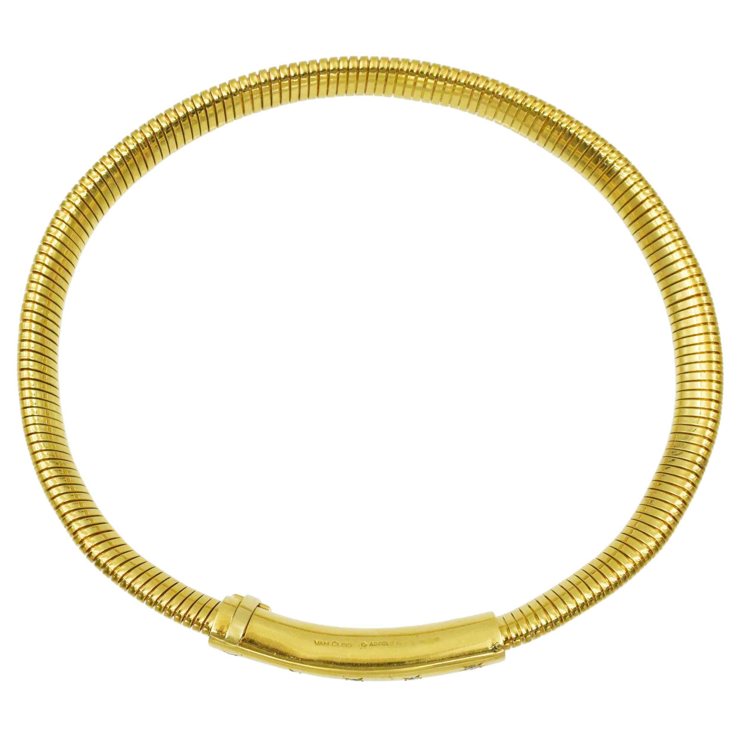  Van Cleef & Arpels Tubogas Halskette aus Gelbgold mit Diamanten im Angebot 2