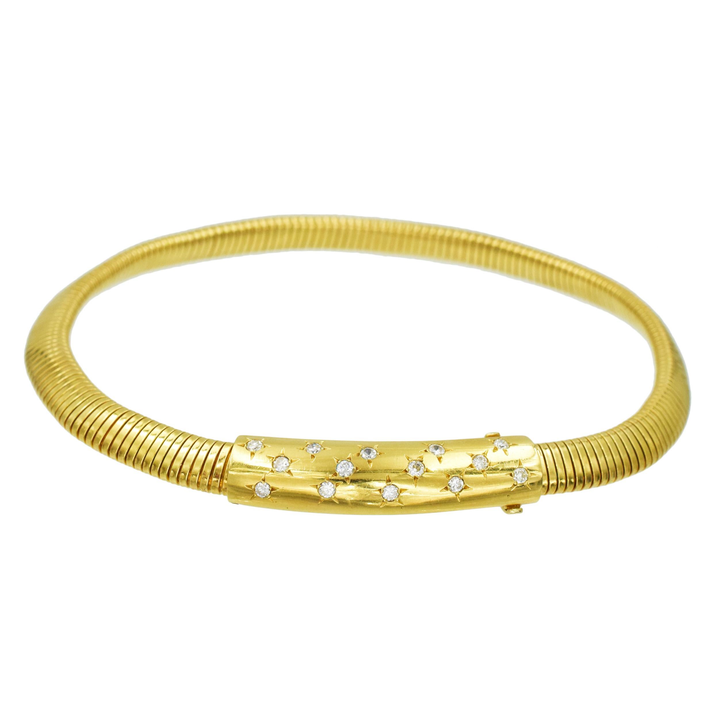  Van Cleef & Arpels Tubogas Halskette aus Gelbgold mit Diamanten im Angebot 3