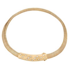 Retro  Van Cleef & Arpels Tubogas Diamond Yellow Gold Necklace