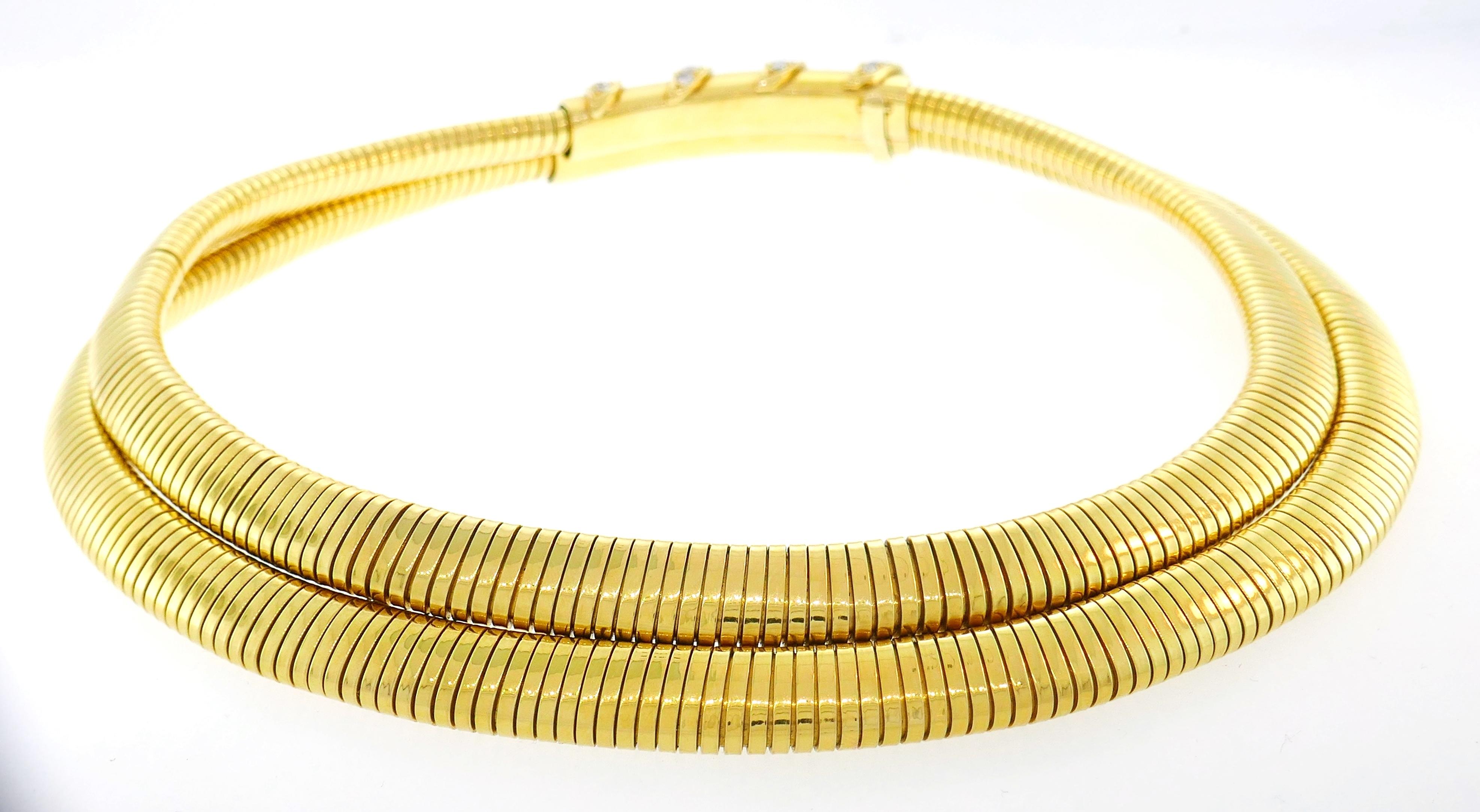 Van Cleef & Arpels Tubogas Necklace Diamond Yellow Gold, 1940s 3