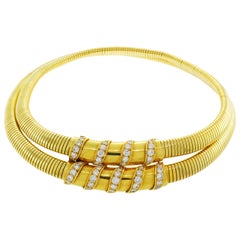 Van Cleef & Arpels Collier Tubogas en or jaune et diamants:: années 1940