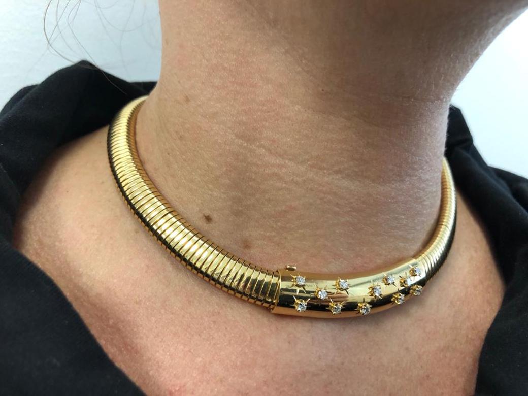 Van Cleef & Arpels Diamant-Gold Tubogas Passe-partout Constellation Halskette Damen im Angebot