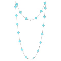 Van Cleef & Arpels Collana Alhambra Vintage con 20 motivi di turchese in oro bianco 18 carati