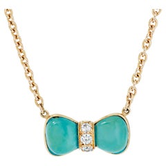 Van Cleef & Arpels Turquoise and Diamond Bow Necklace in 18k Yellow Gold