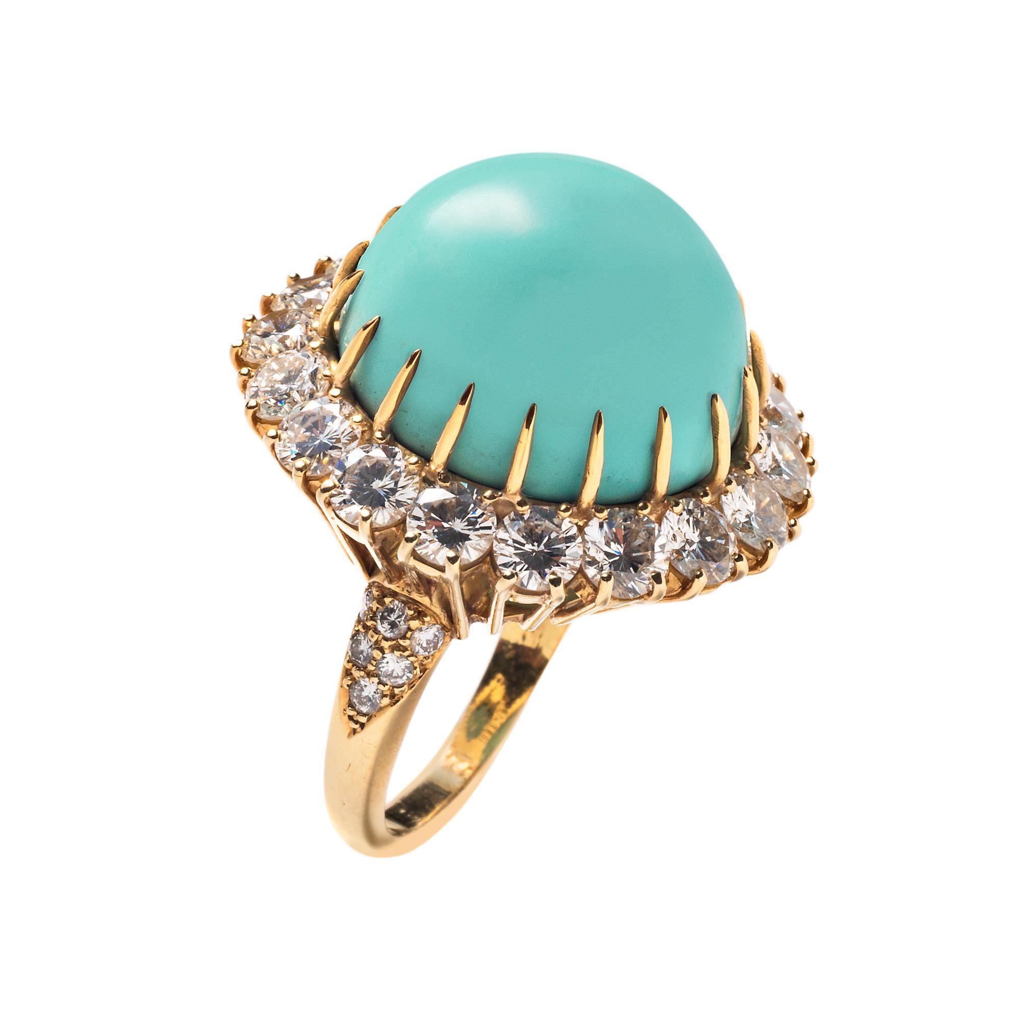 Turquoise has the oldest documented history of all gems. It was one of the first stones to be mined and was revered by the great cultures of antiquity for its reputed power of protection and healing. Turquoise has been favored by modern jewelers for