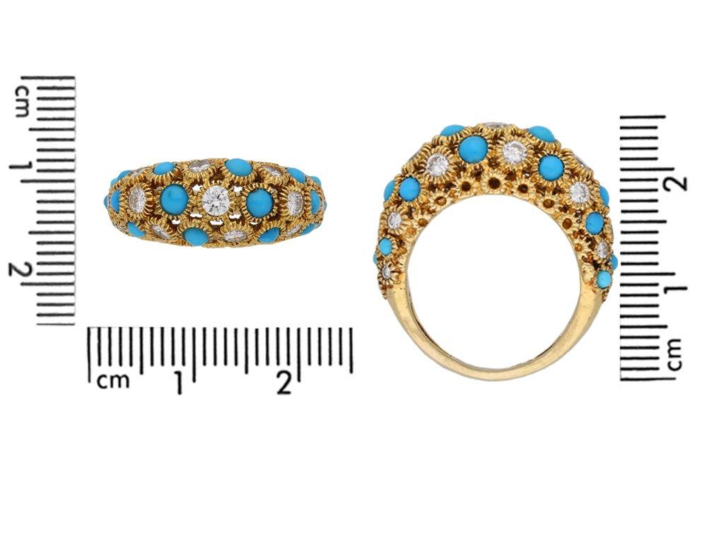Van Cleef & Arpels Turquoise and Diamond Sultana Ring, circa 1970 In Good Condition For Sale In London, GB