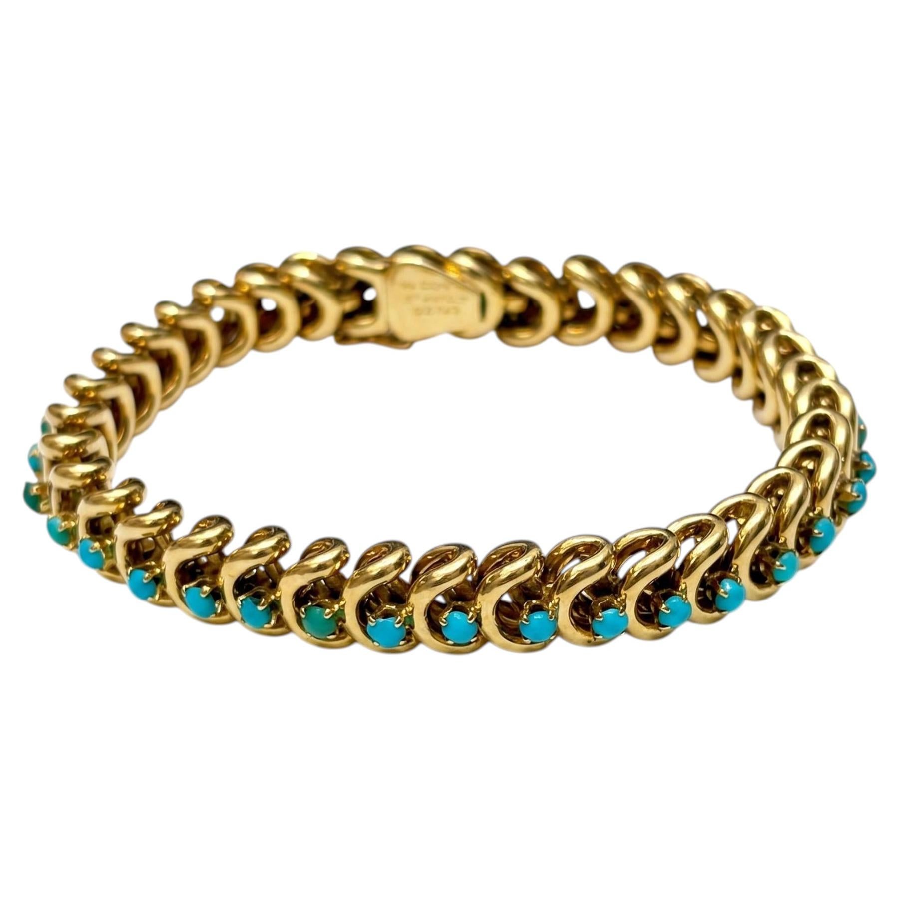 Bracciale Van Cleef & Arpels in turchese e oro, creato da Georges Lenfant