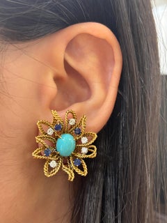 Van Cleef & Arpels Turquoise and Sapphire Earrings