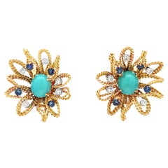 Van Cleef & Arpels Turquoise and Sapphire Earrings