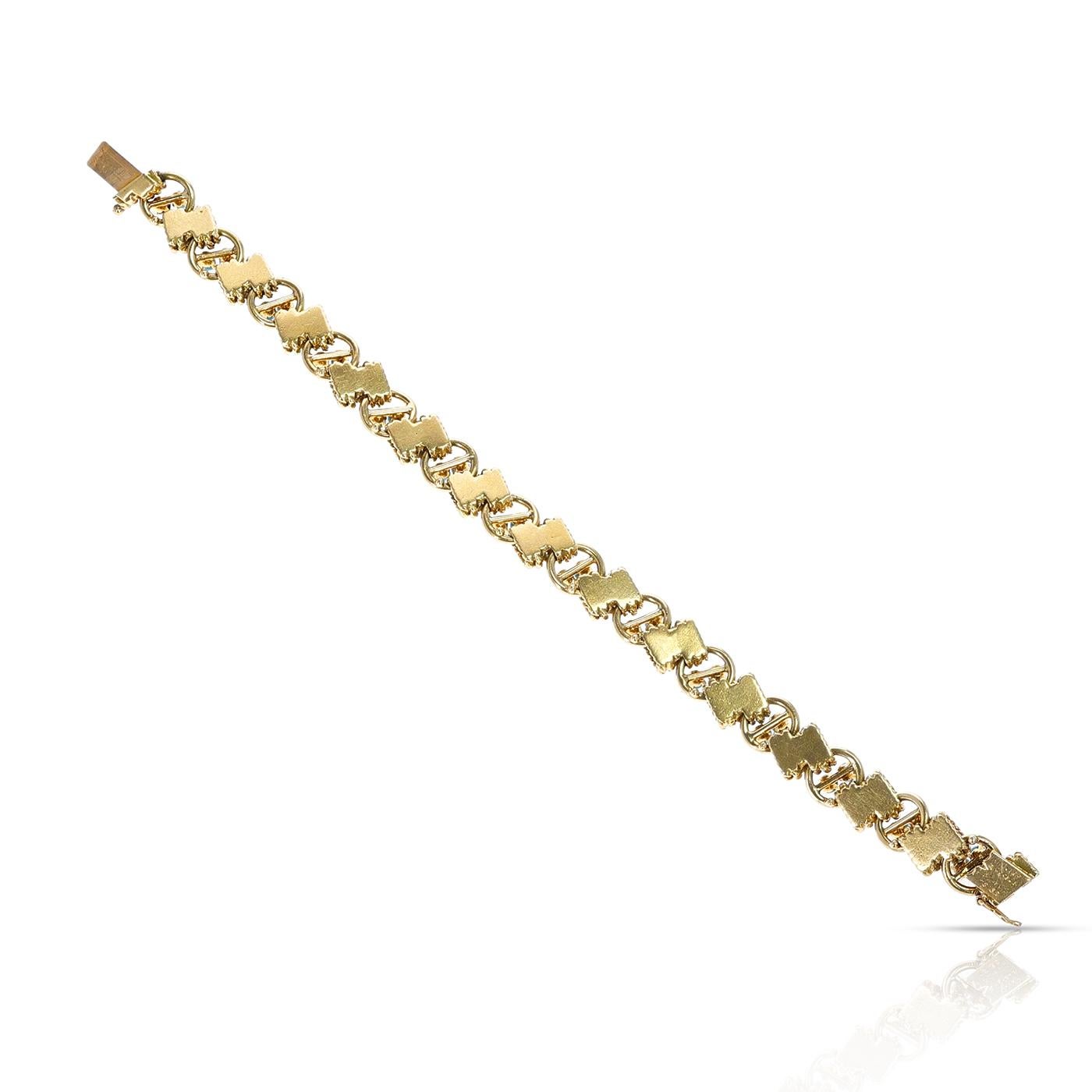 Van Cleef & Arpels Bracelet torsadé en or jaune 18 carats, turquoise et turquoise Excellent état - En vente à New York, NY
