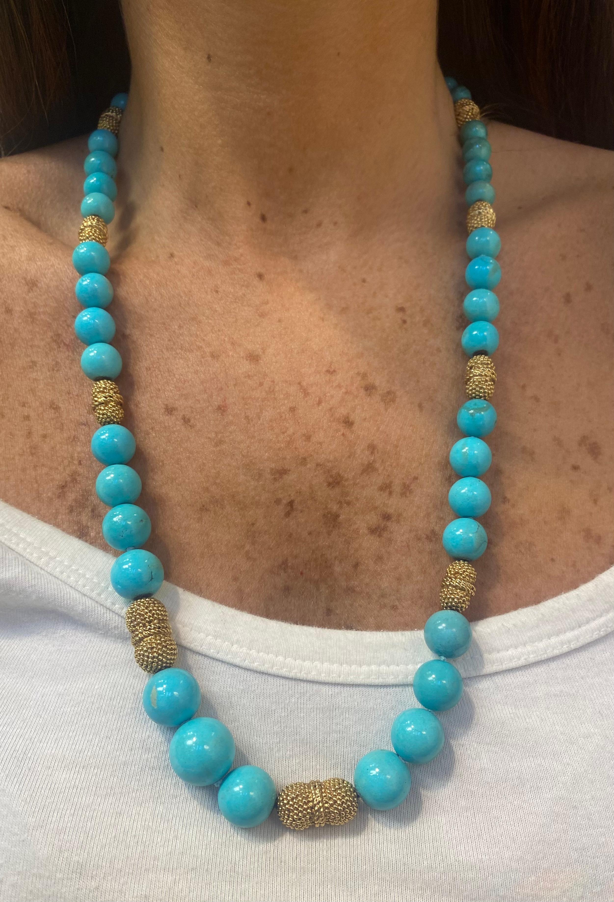 Van Cleef & Arpels Turquoise Bead Necklace In Excellent Condition In New York, NY
