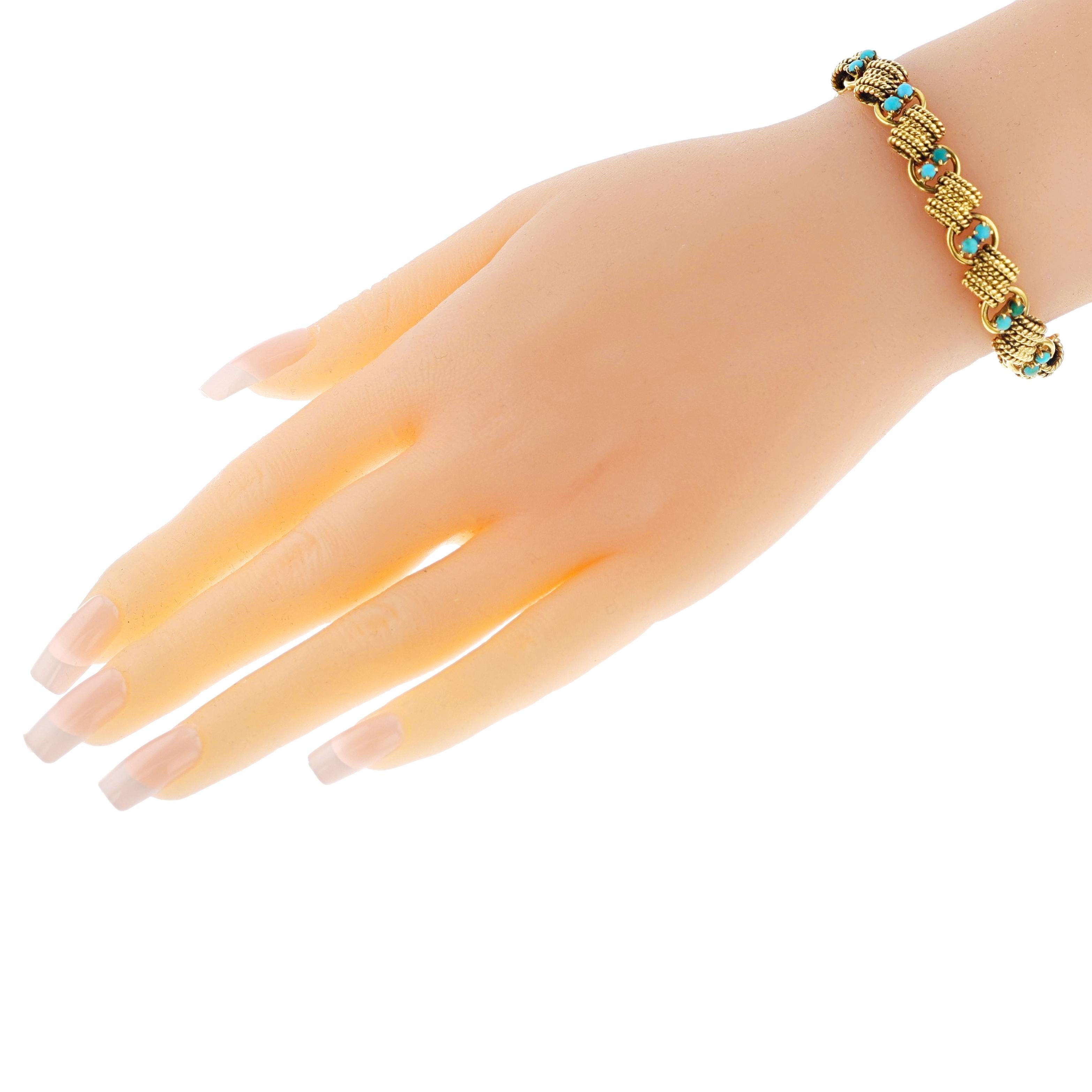 Women's or Men's Van Cleef & Arpels Turquoise Cabochon Bracelet, 18k