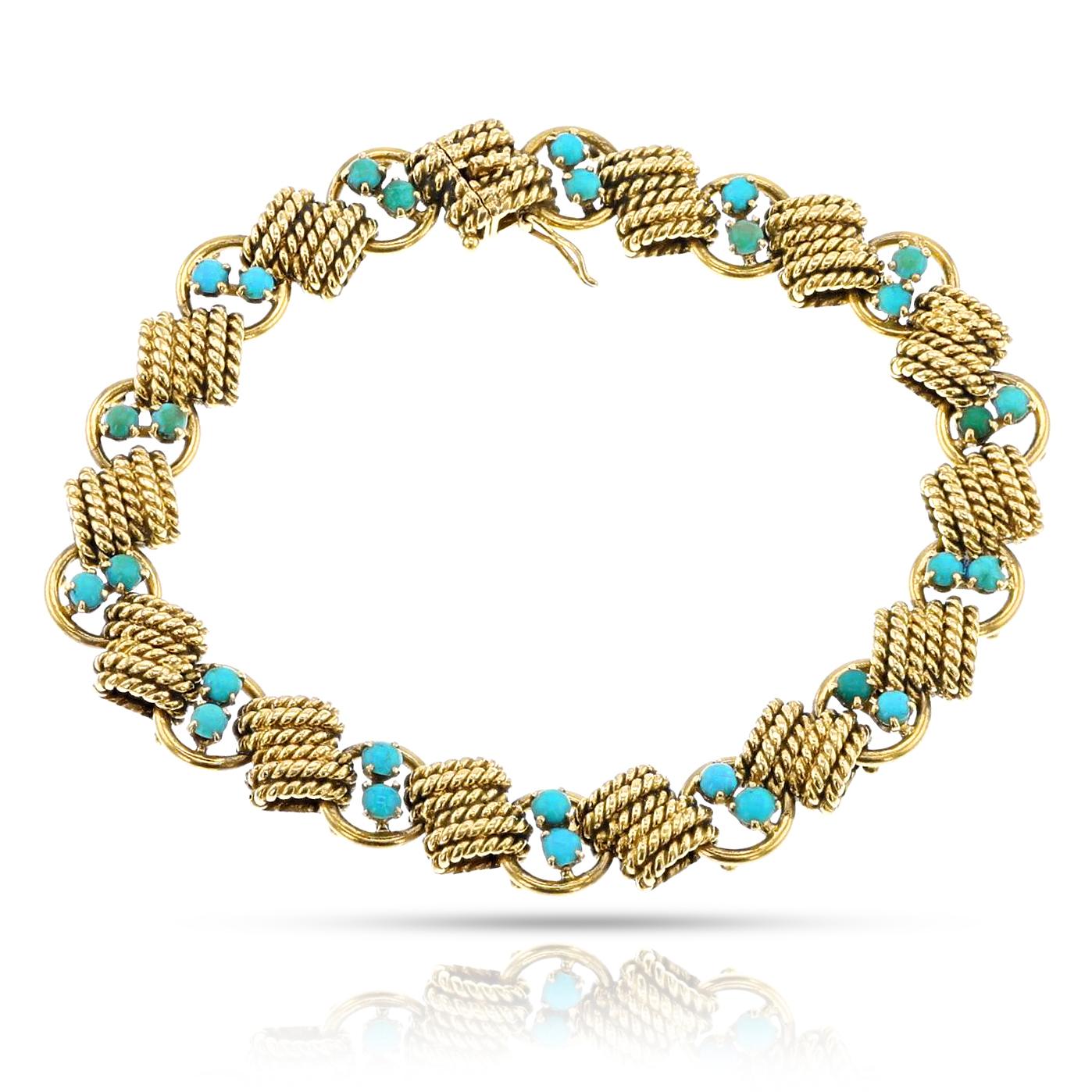 Van Cleef & Arpels Turquoise Cabochon Bracelet, 18k 1